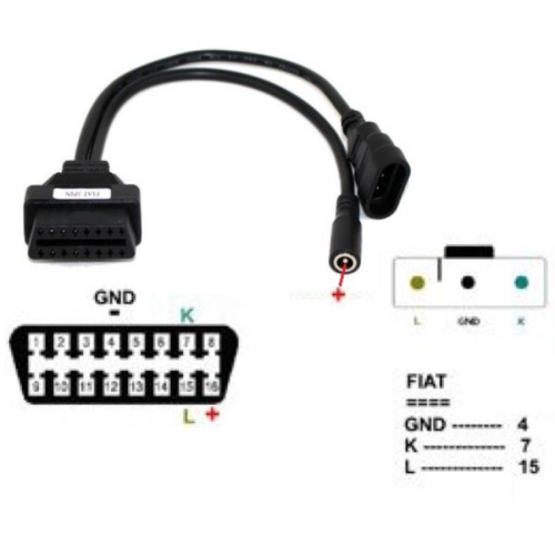картинка Кабель-переходник диагностического разъема Fiat 3pin на OBDII 16pin для автомобиля от магазина Интерком-НН фото 2