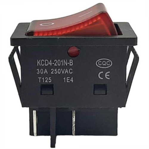 картинка Выключатель KCD4-201N-B 30A 250VAC T125 красная клавиша, 4 контакта для электроинструмента от магазина Интерком-НН фото 2